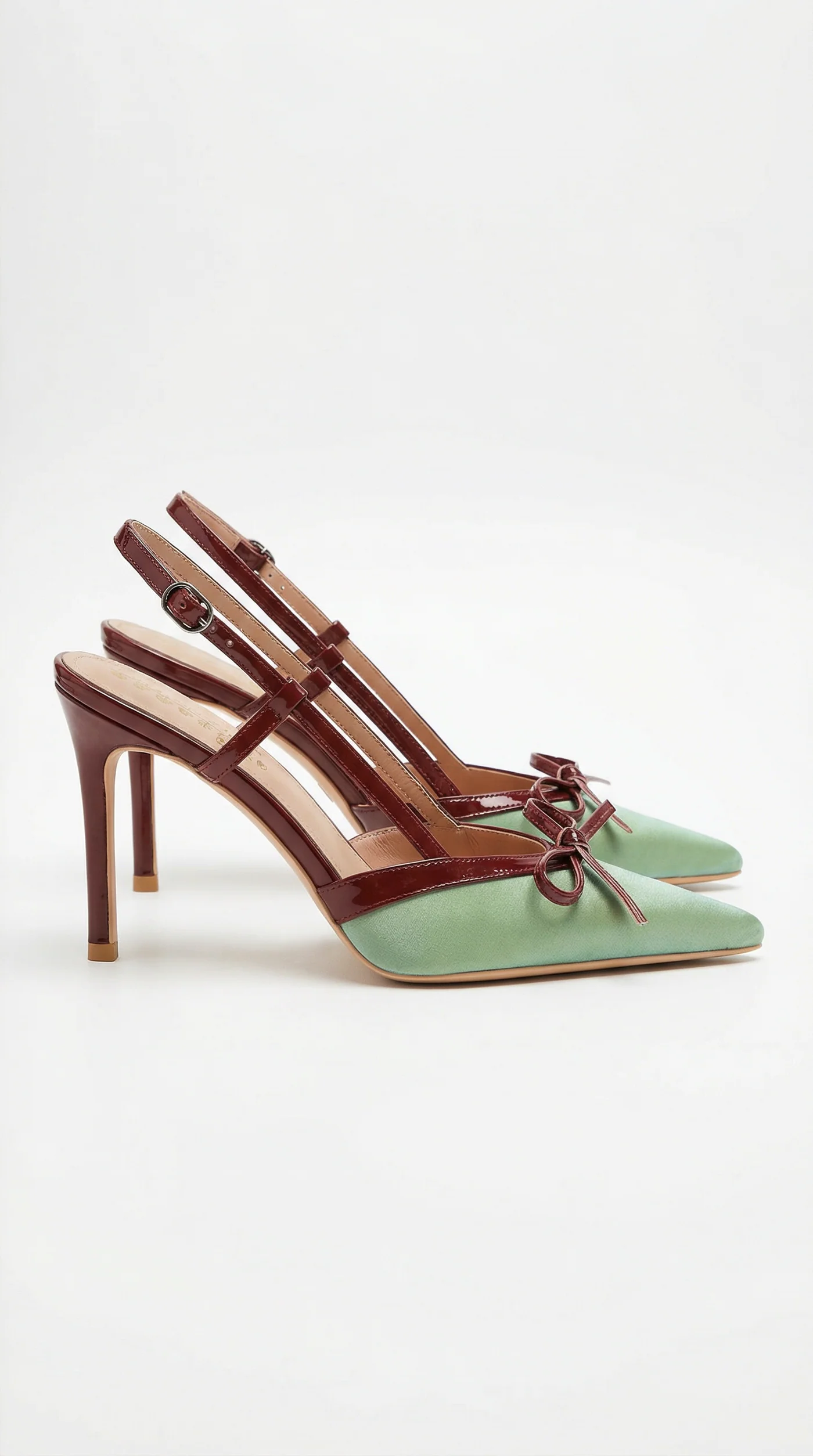 Mónica-Zapatos de Tacón de Satén con Lazo