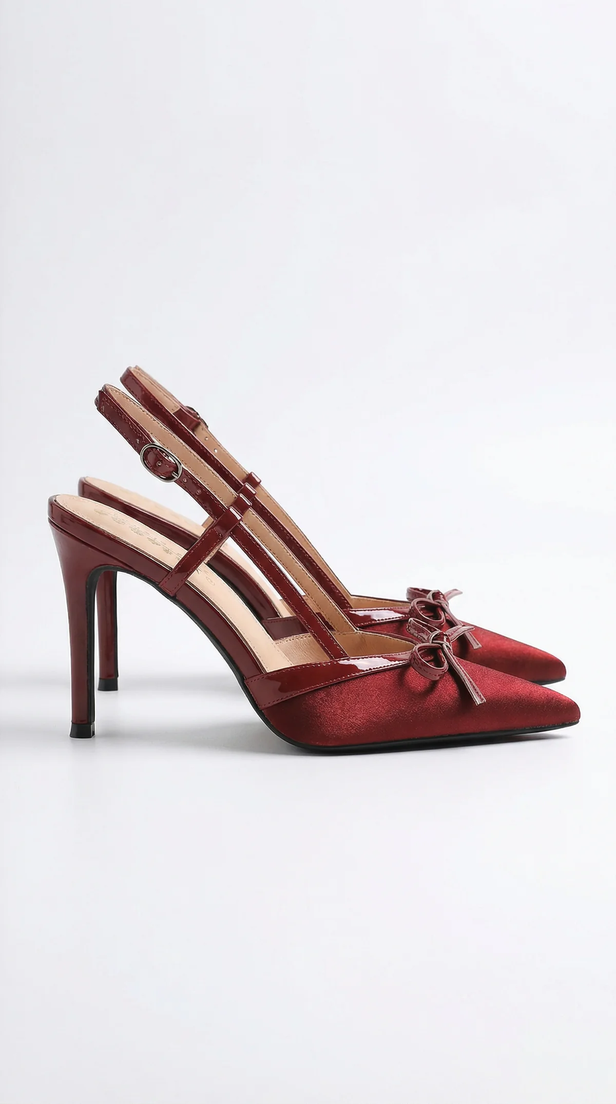 Mónica-Zapatos de Tacón de Satén con Lazo