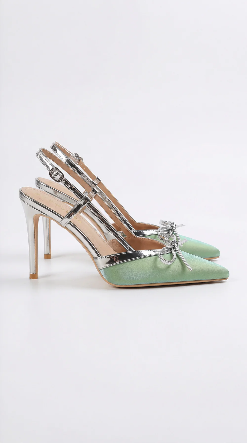 Mónica-Zapatos de Tacón de Satén con Lazo
